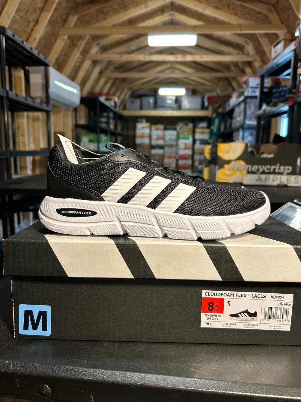 adidas Cloudfoam Flex Men's Black & White Athletic ShoesSize 8.5